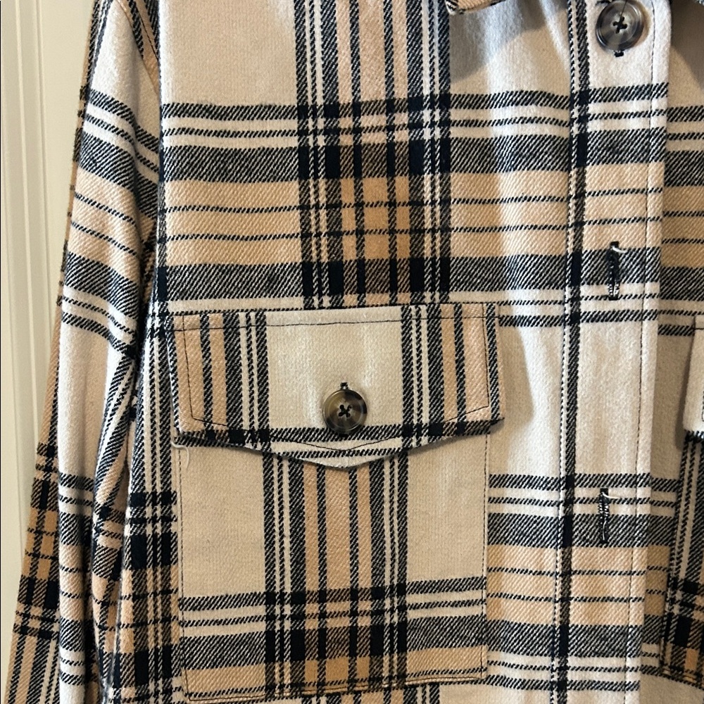 Sanctuary Beige and Black Plaid Utility Jacket - Picture 3 of 7
